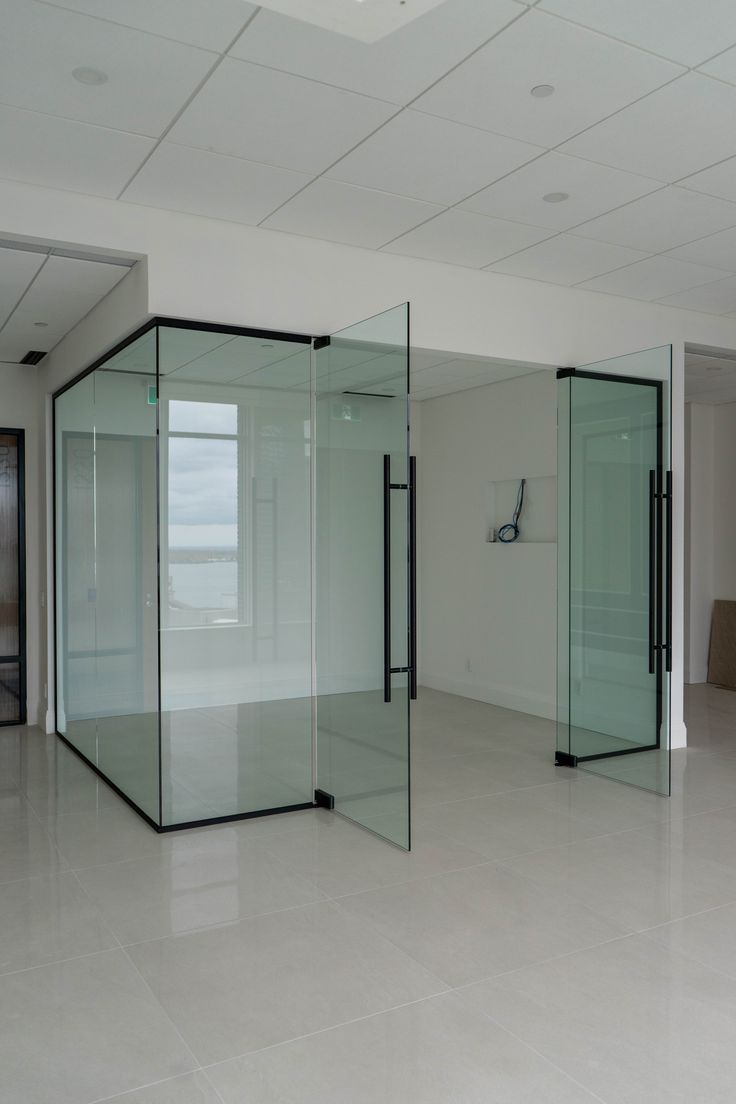 Installed office glass wall